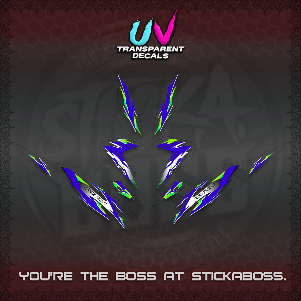 CLICK 125 V4 VARIO UV TRANSPARENT DECALS (2026 MODERN TRIBAL DESIGN) STICKER KITS By STICKABOSS