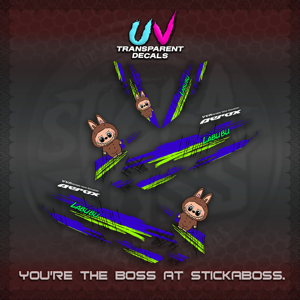 AEROX V2 UV TRANSPARENT DECAL(STUFF TOY 2 TONE)STICKER DECALS By STICKABOSS
