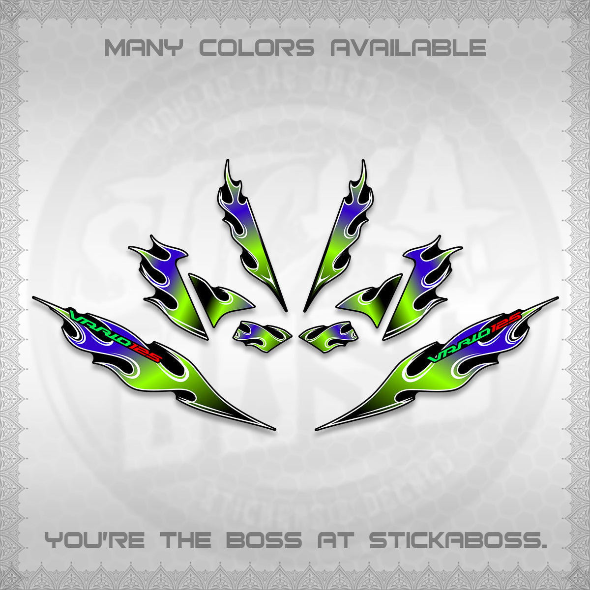 CLICK 125 V4 VARIO DECALS (2026 MOTIF FLAME 2 TONE)STICKER DECALS By STICKABOSS