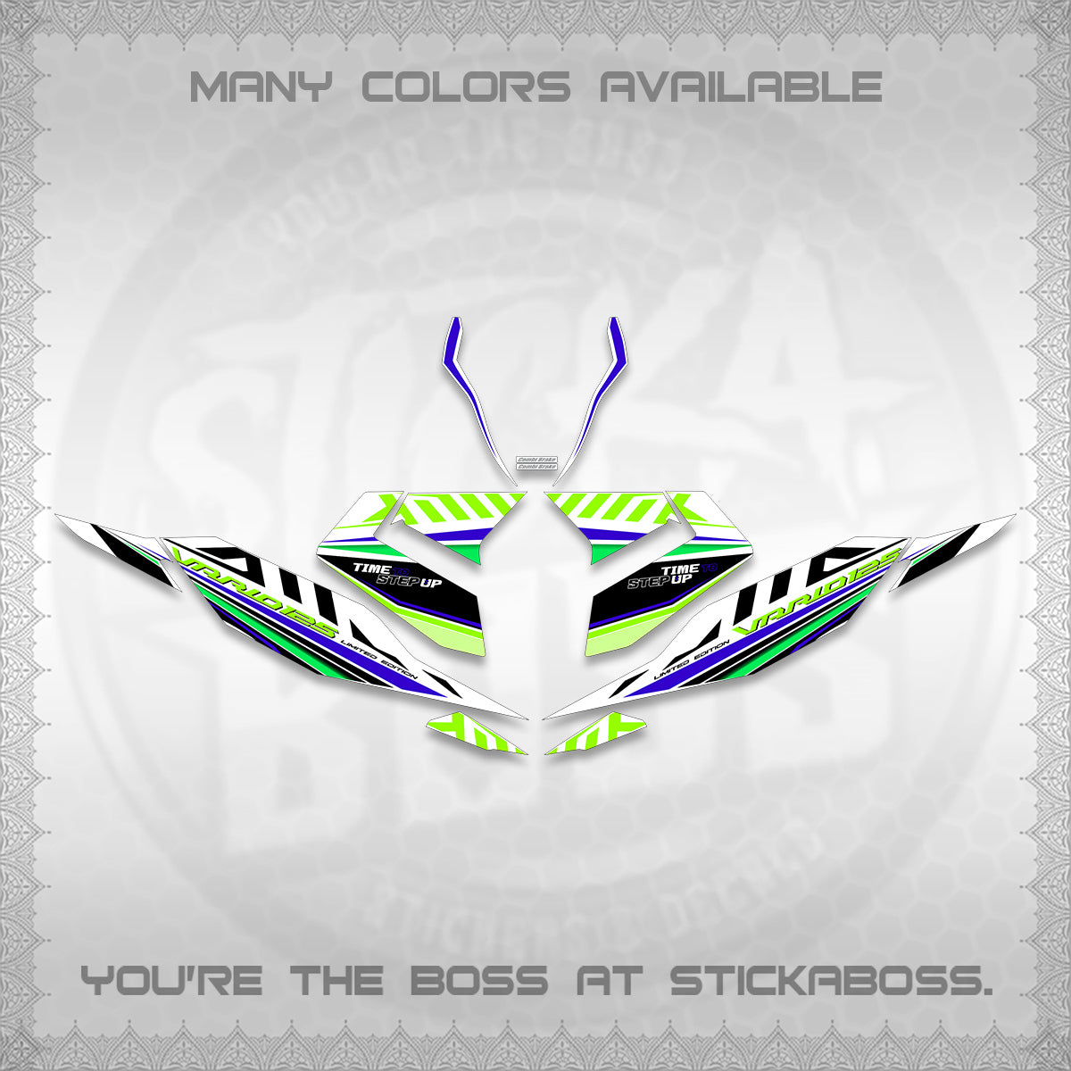 CLICK 125 V4 VARIO FOR WHITE DECALS (2026 VR0007 DESIGN) STICKER KITS By STICKABOSS