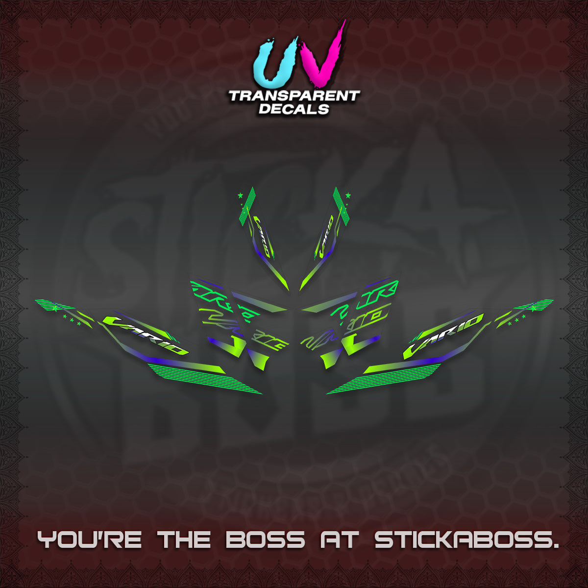 CLICK 125 V4 VARIO UV TRANSPARENT DECALS (2026 WHITE EDITION DESIGN) STICKER KITS By STICKABOSS