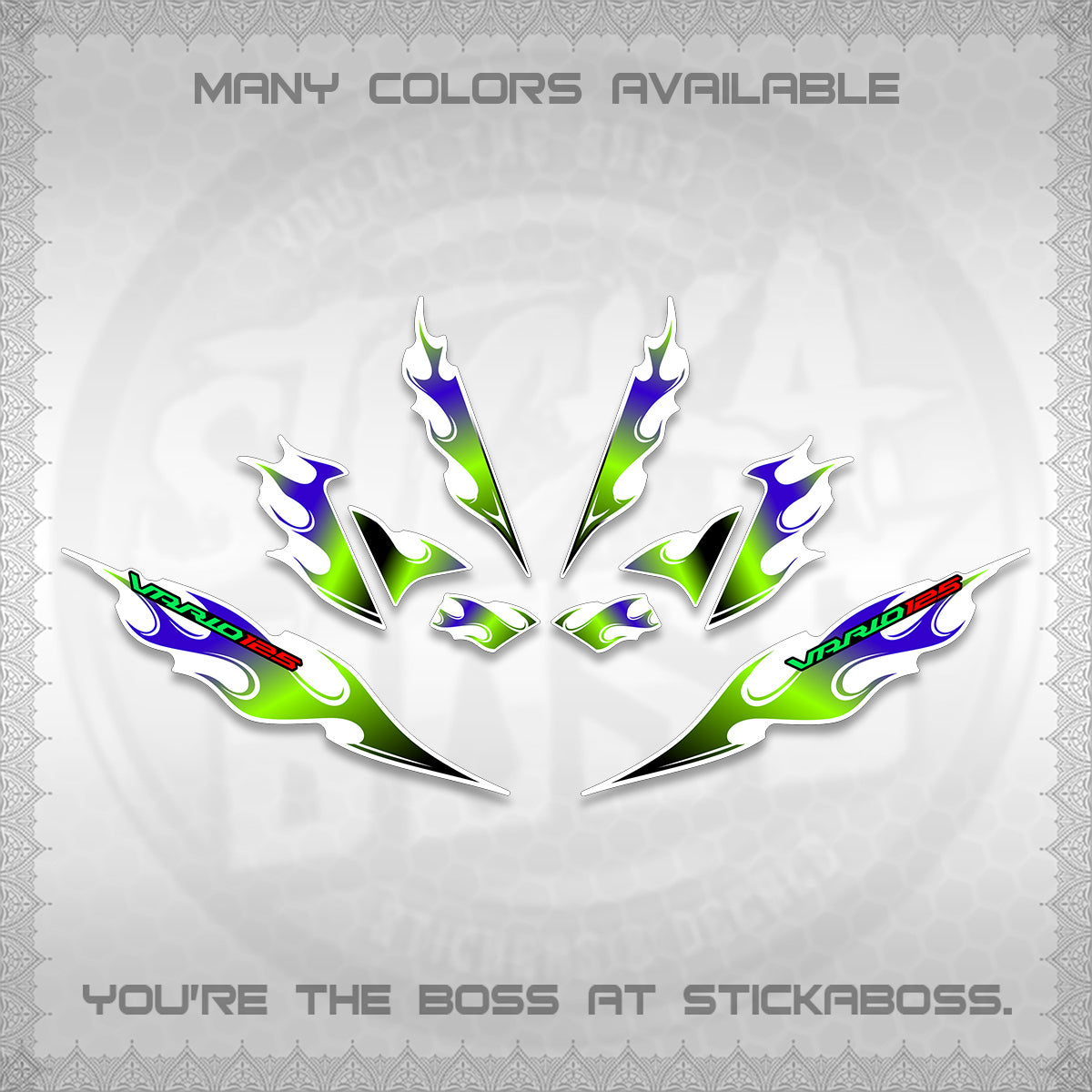 CLICK 125 V4 FOR WHITE VARIO DECALS (2026 MOTIF FLAME 2 TONE)STICKER DECALS By STICKABOSS