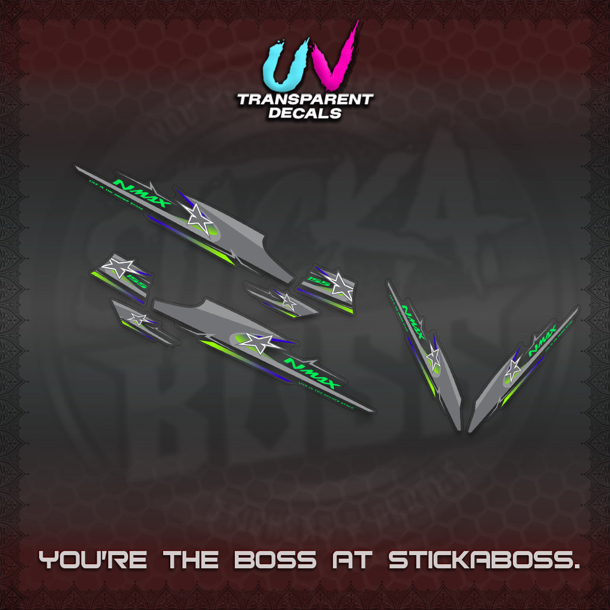 NMAX V1 THAI-INDO  UV TRANSPARENT DECALS (THMI 02 DESIGN)STICKER DECALS By STICKABOSS