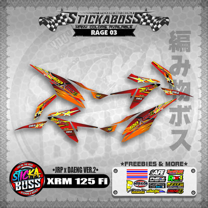Honda XRM 125 Fi Decals - RAGE EDITION (JRP x DAENG VER.2)【PREMIUM GLOSSY LAMINATED】