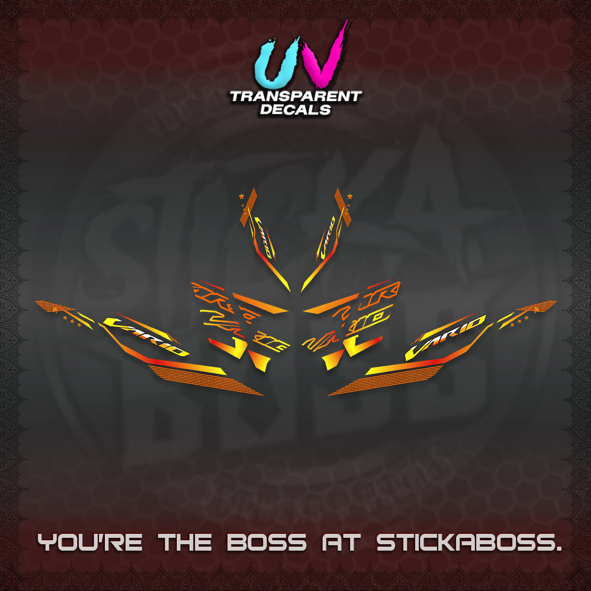 CLICK 125 V4 VARIO UV TRANSPARENT DECALS (2026 WHITE EDITION DESIGN) STICKER KITS By STICKABOSS