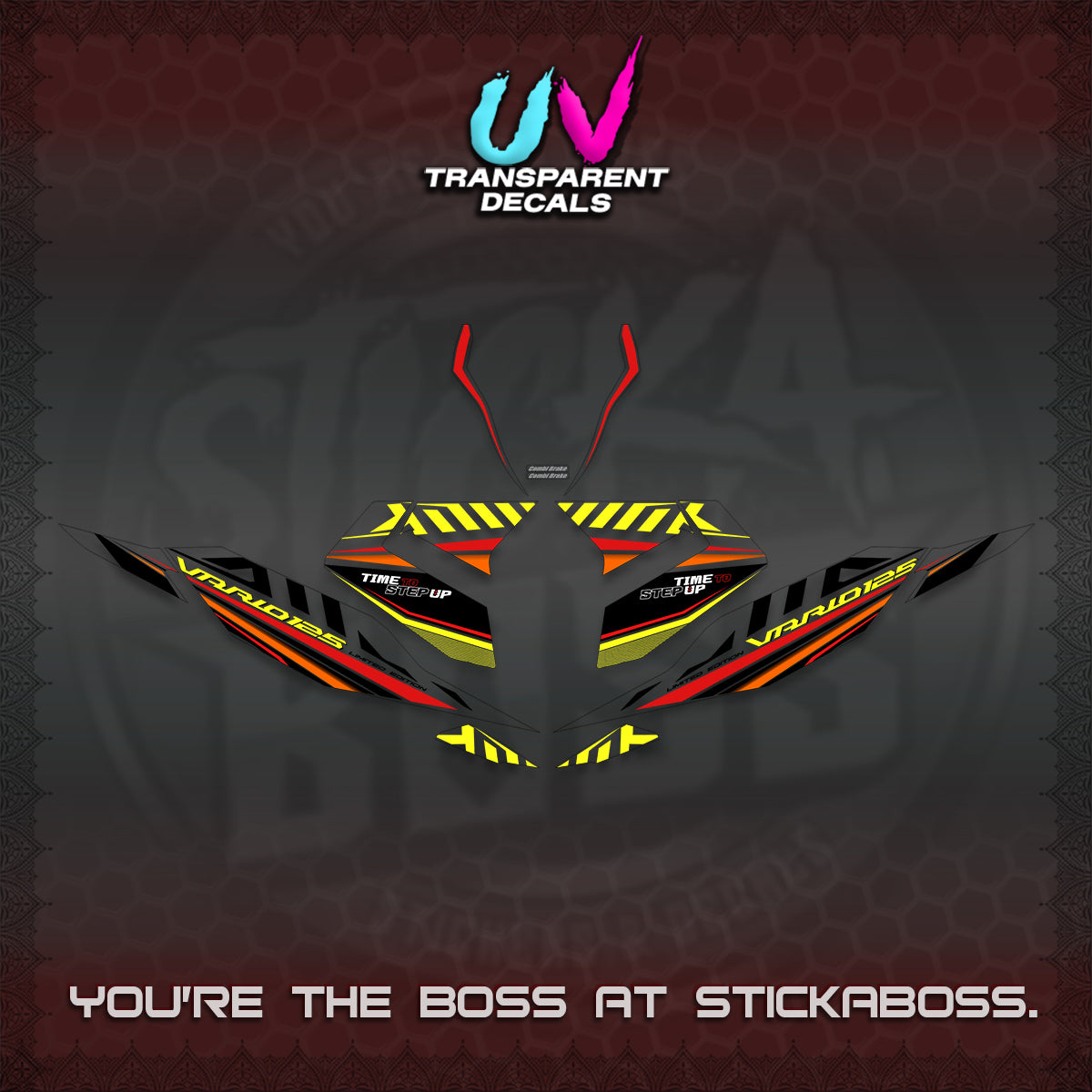CLICK 125 V4 VARIO UV TRANSPARENT DECALS (2026 VR0007 DESIGN) STICKER KITS By STICKABOSS