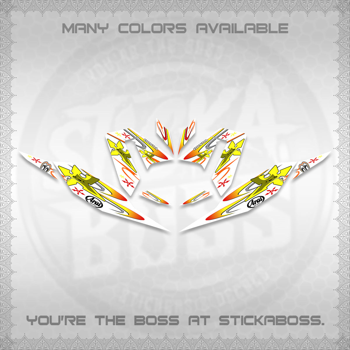 CLICK 125 V4 FOR WHITE DECALS (2026 ARAI STAR RACING DESIGN) STICKER DECALS By STICKABOSS
