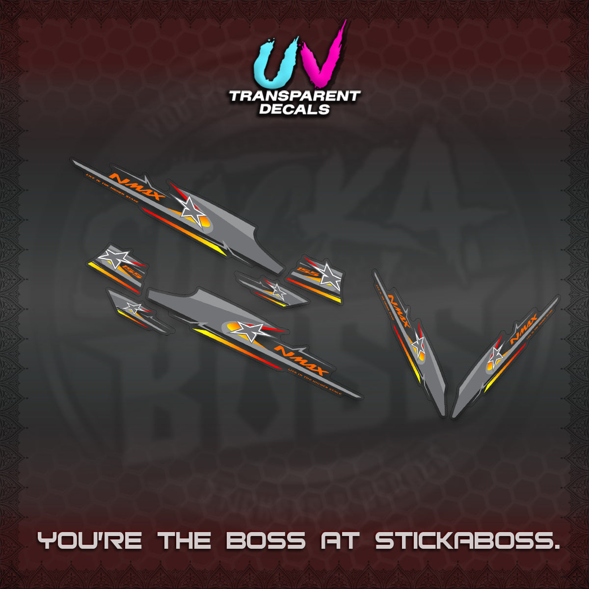 NMAX V1 THAI-INDO  UV TRANSPARENT DECALS (THMI 02 DESIGN)STICKER DECALS By STICKABOSS