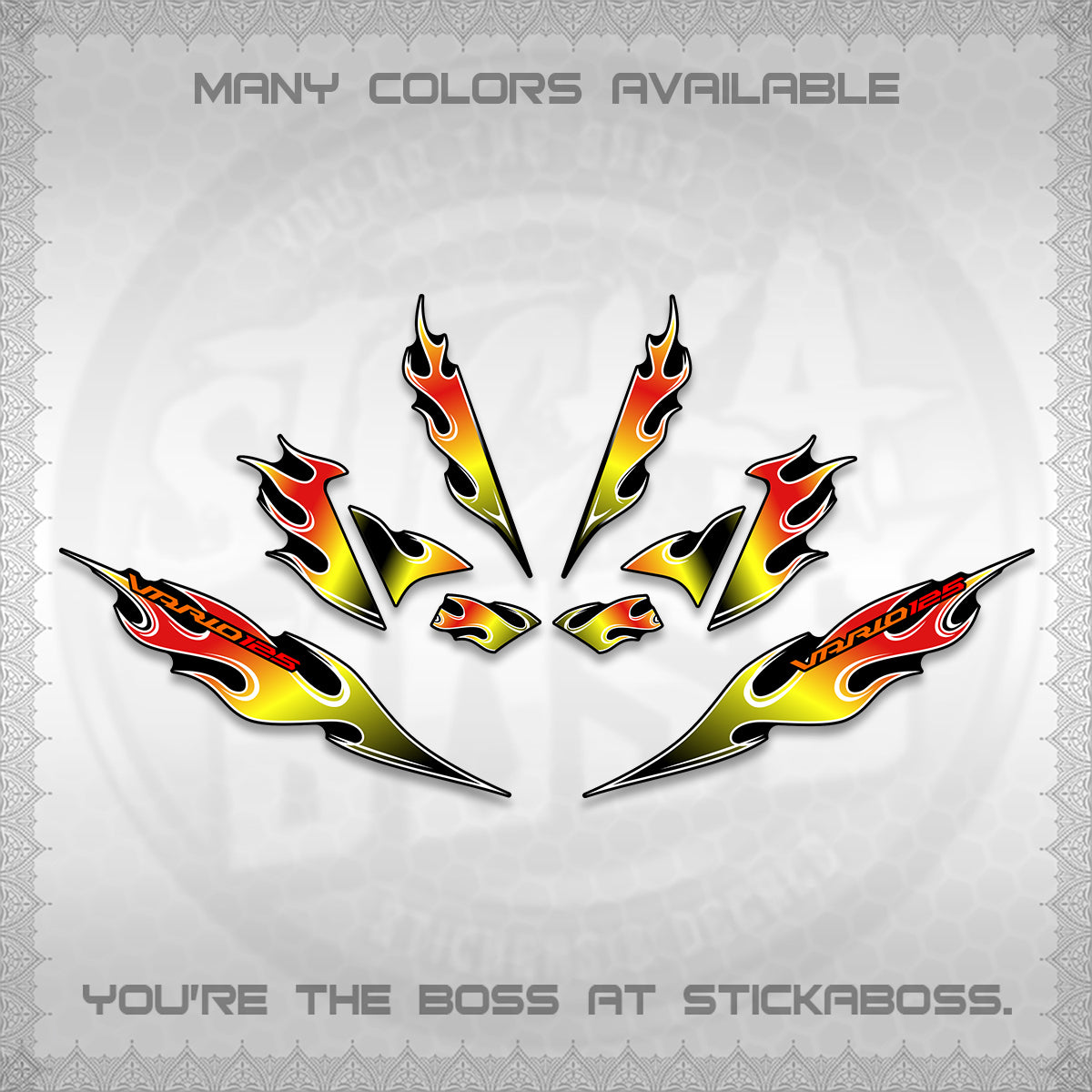 CLICK 125 V4 VARIO DECALS (2026 MOTIF FLAME 2 TONE)STICKER DECALS By STICKABOSS