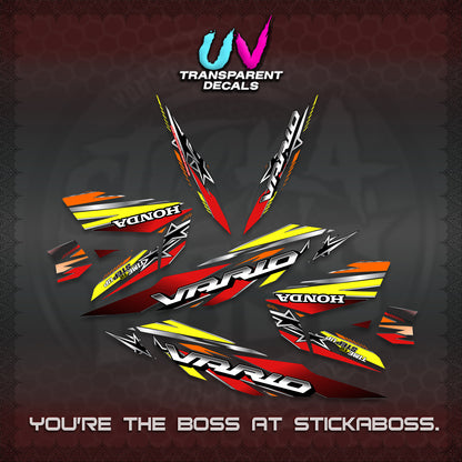CLICK 125 V4 VARIO UV TRANSPARENT DECALS (2026 BLACK STAR DESIGN) STICKER DECALS By STICKABOSS