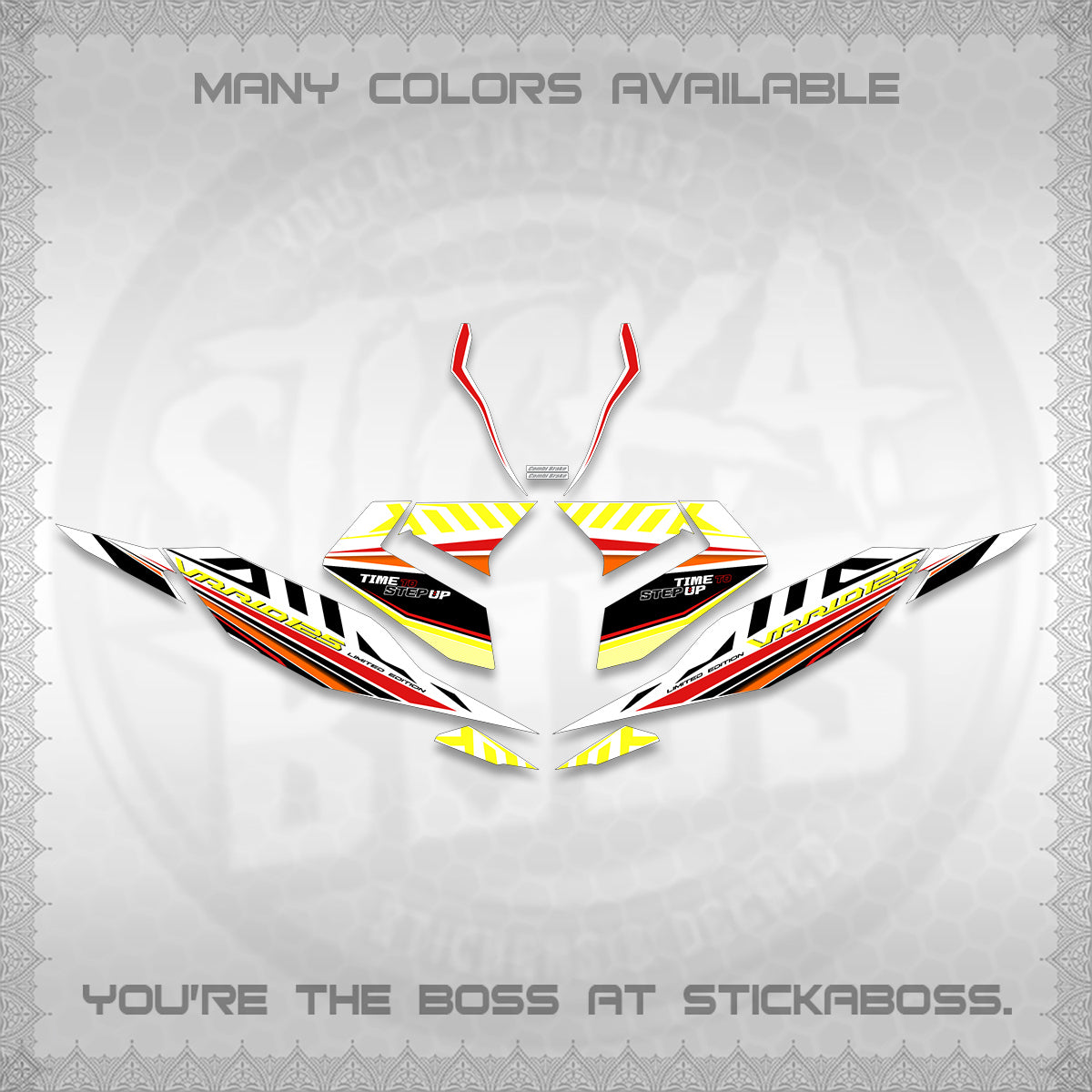 CLICK 125 V4 VARIO FOR WHITE DECALS (2026 VR0007 DESIGN) STICKER KITS By STICKABOSS