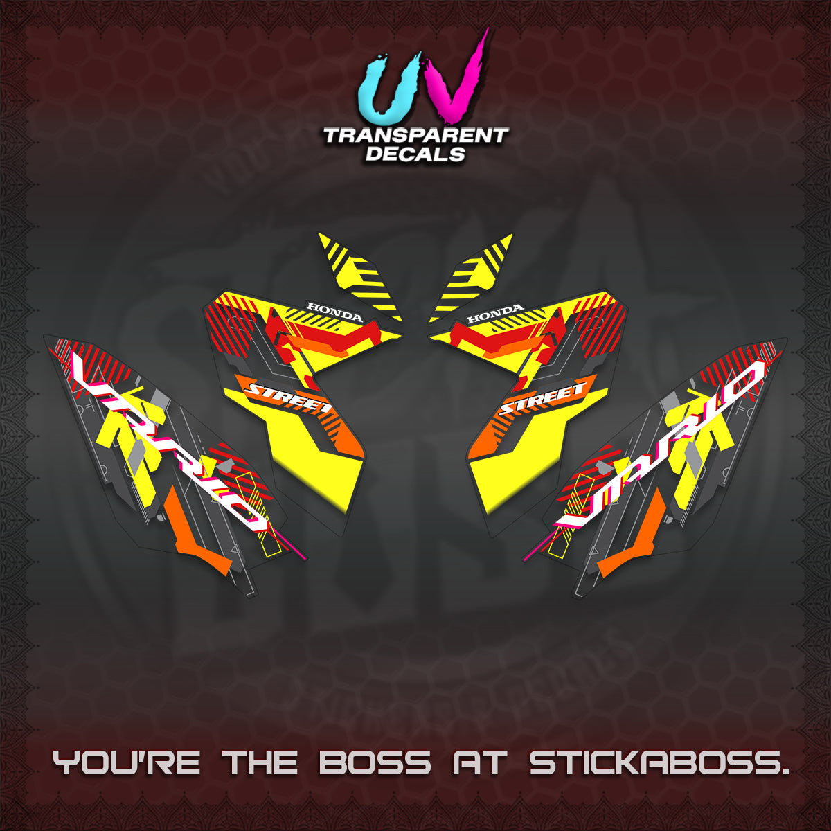 CLICK 125 V3 VARIO UV TRANSPARENT DECALS (2026 STREET STYLE EDITION) STICKER DECALS By STICKABOSS