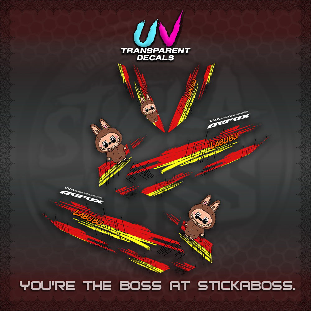 AEROX V2 UV TRANSPARENT DECAL(STUFF TOY 2 TONE)STICKER DECALS By STICKABOSS
