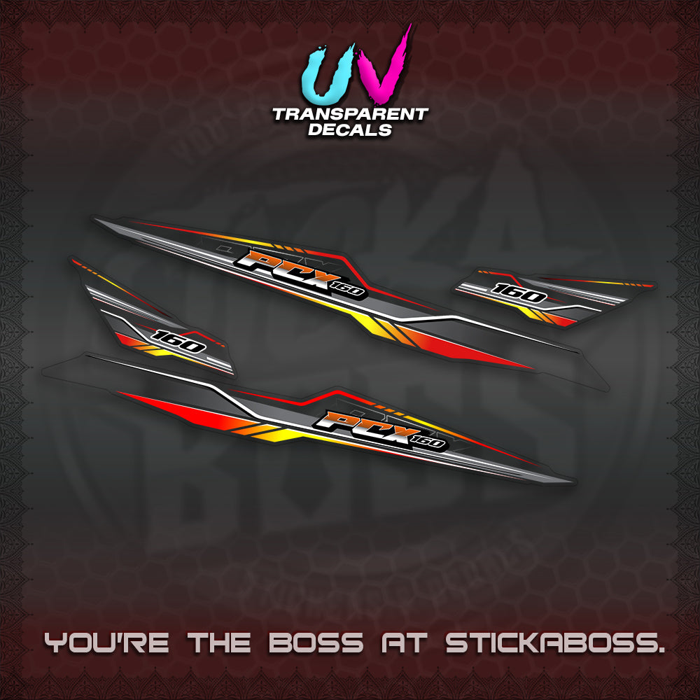 PCX 155 160 UV TRANSPARENT INDO DECALS (P007 NEW DESIGN)STICKER DECALS By STICKABOSS