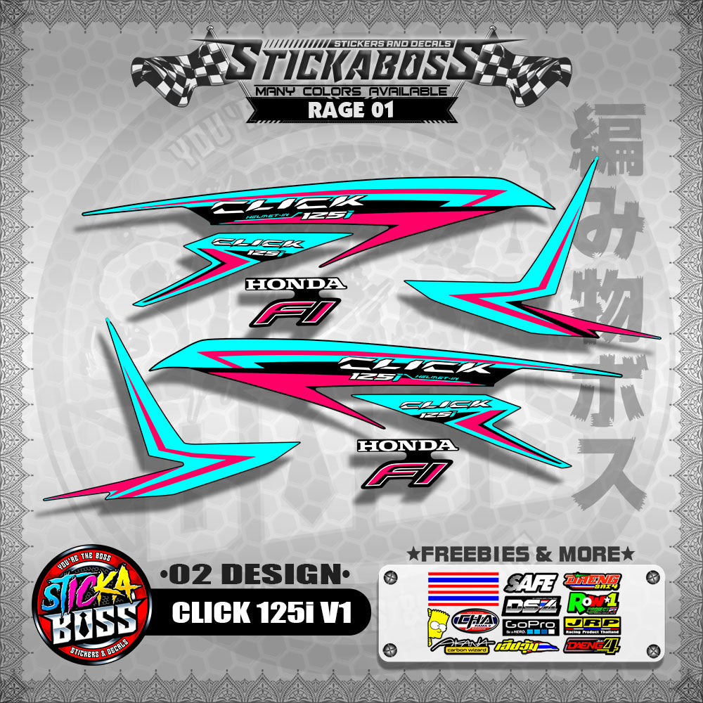 CLICK 125I V1 STOCK DECALS ( 02 DESIGN )【WITH FREEBIES】