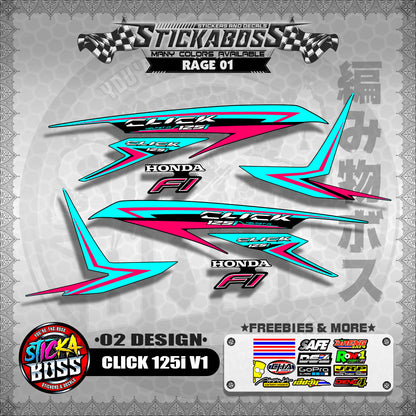 CLICK 125I V1 STOCK DECALS ( 02 DESIGN )【WITH FREEBIES】