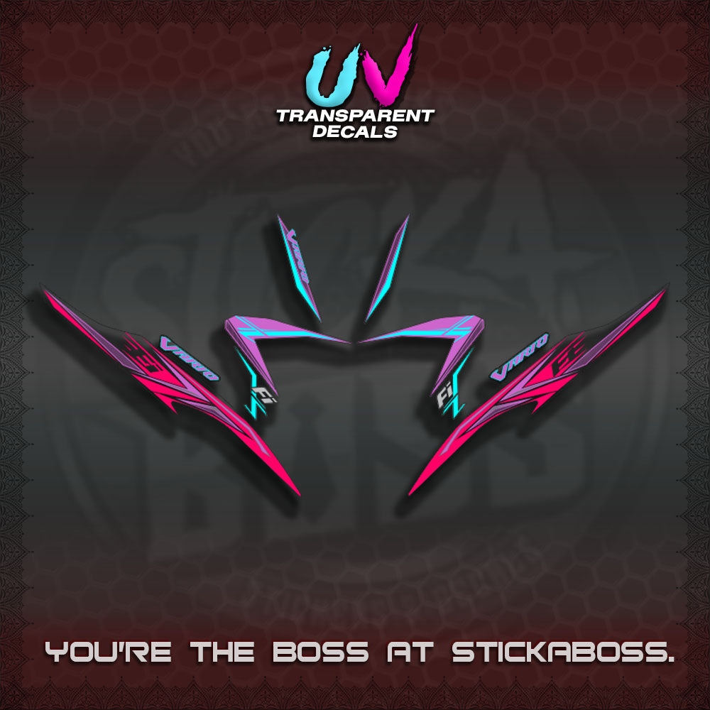 【PREMIUM UV PRINT】TRANSPARENT CLICK V2  VARIO DECALS(2026 CUSTOM 001 DESIGN)By STICKABOSS