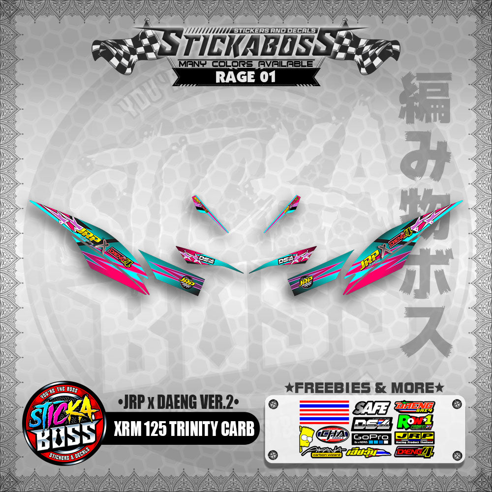 Honda XRM 125 Trinity Carb Decals - (JRP x DAENG VER.2)【PREMIUM GLOSSY LAMINATED】