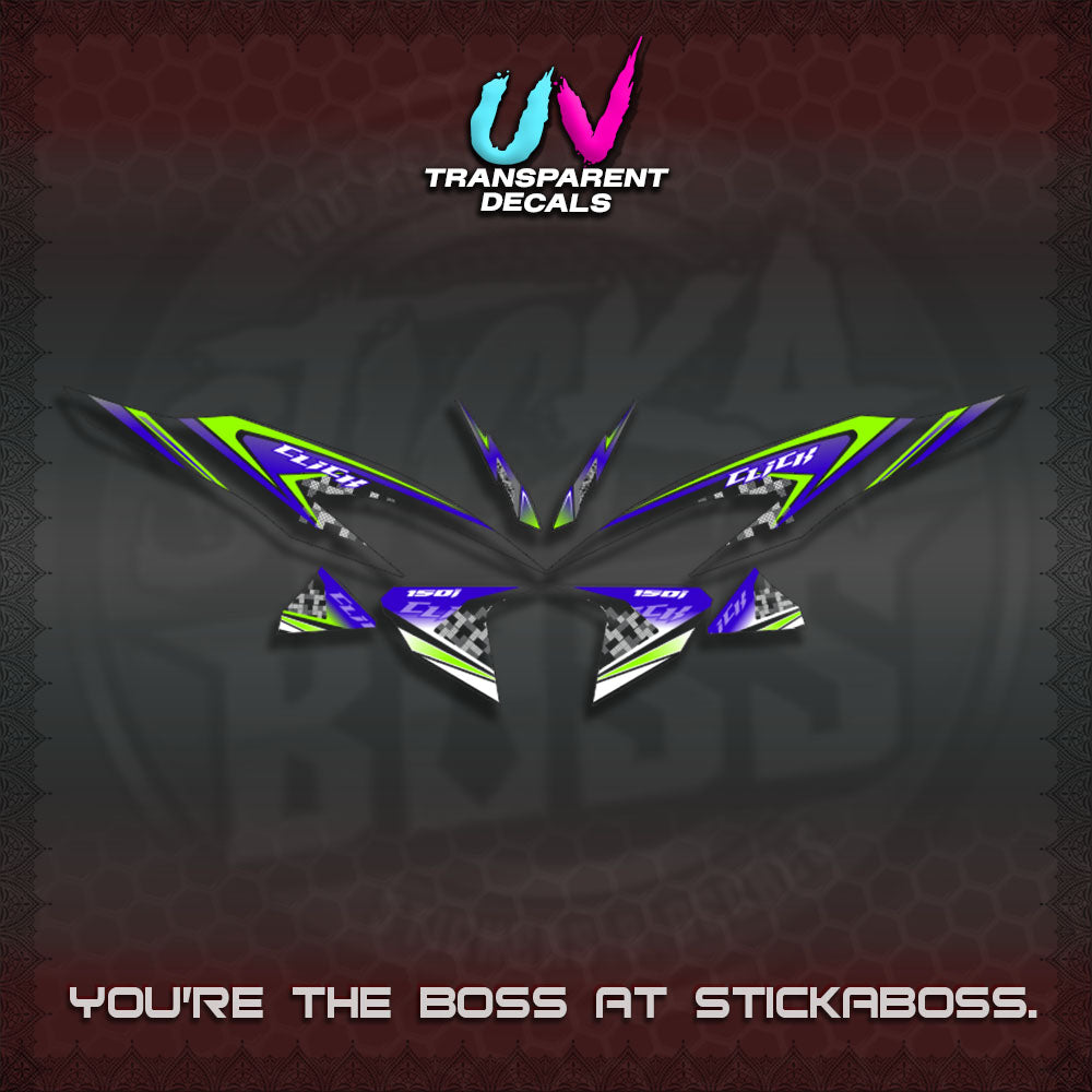 CLICK V2 UV TRANSPARENT DECALS (125-150 TRIBAL VIETNAM)STICKER DECALS By STICKABOSS