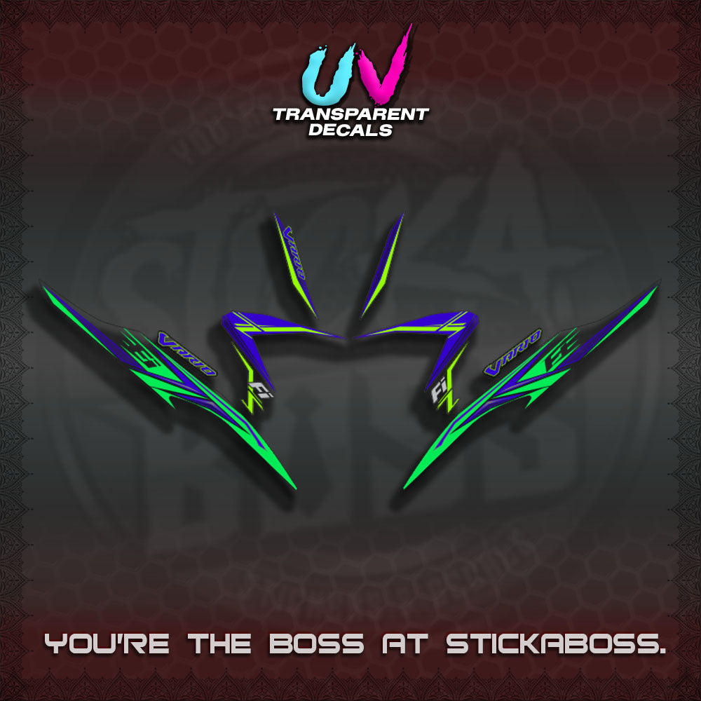 【PREMIUM UV PRINT】TRANSPARENT CLICK V2  VARIO DECALS(2026 CUSTOM 001 DESIGN)By STICKABOSS