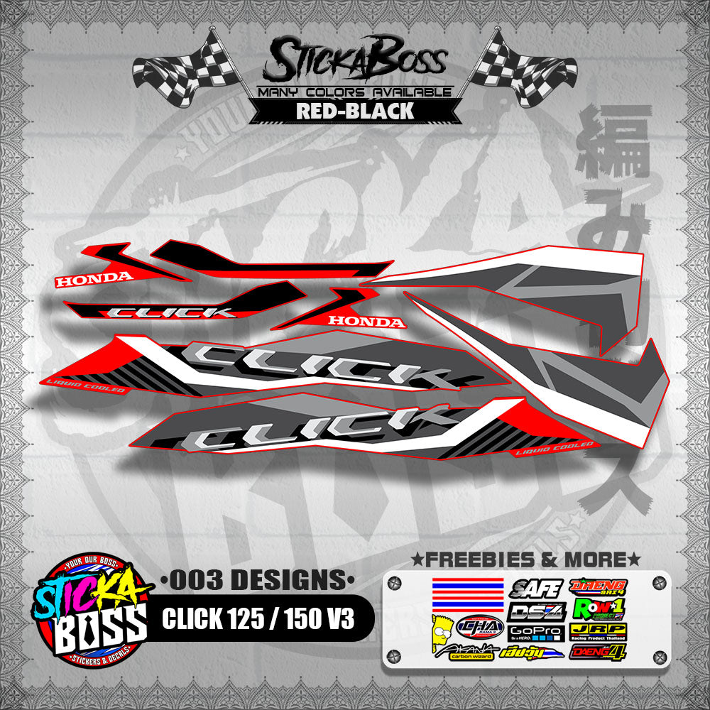 CLICK 125 / 150 V3 STOCK DECALS ( 003 DESIGNS )【WITH FREEBIES】
