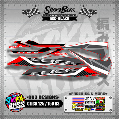 CLICK 125 / 150 V3 STOCK DECALS ( 003 DESIGNS )【WITH FREEBIES】