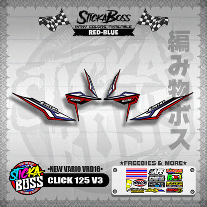 CLICK 125 V3 DECALS ( NEW VARIO VRD16 ) [ PREMIUM GLOSSY LAMINATED ]【WITH FREEBIES】