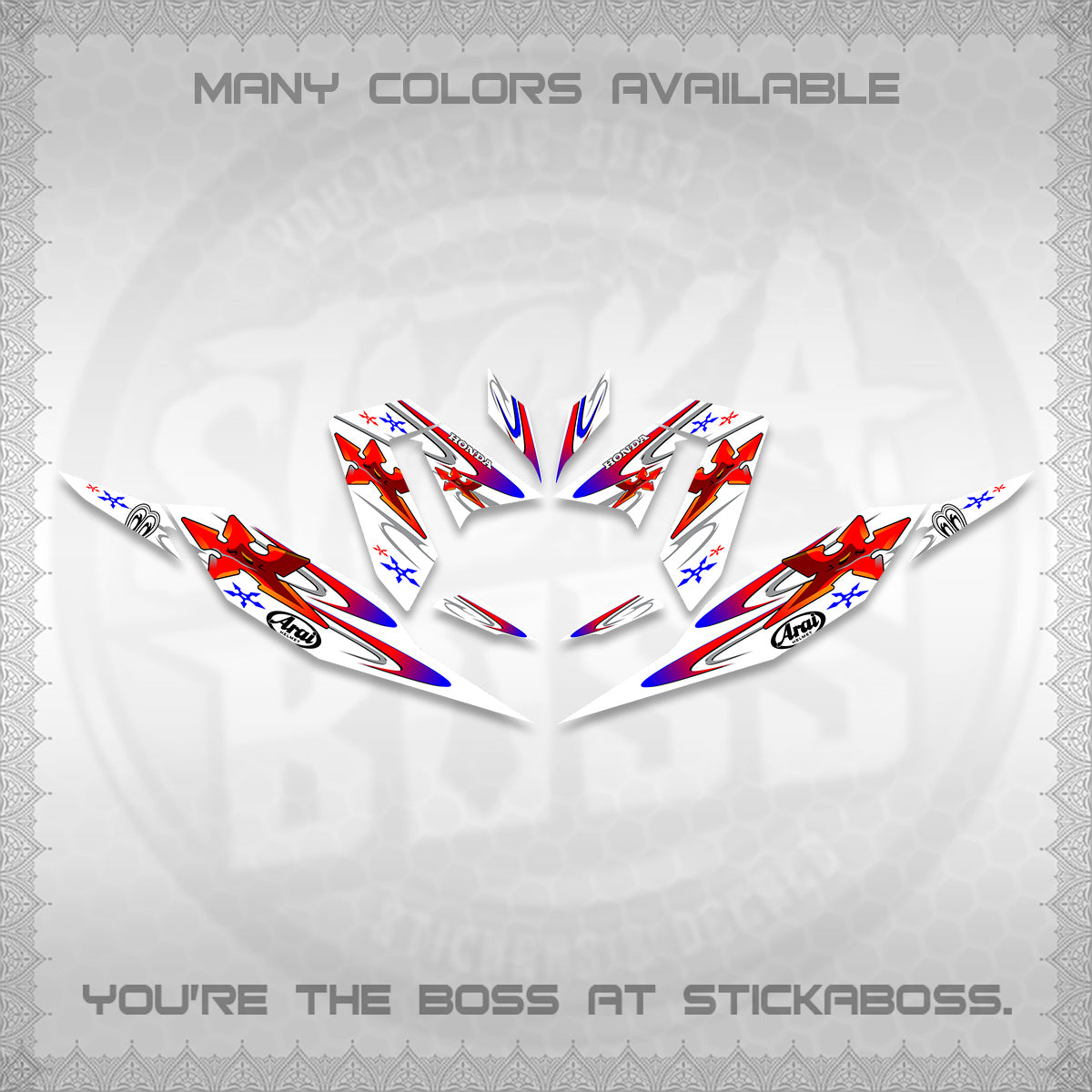 CLICK 125 V4 FOR WHITE DECALS (2026 ARAI STAR RACING DESIGN) STICKER DECALS By STICKABOSS