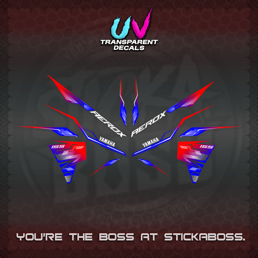 【PREMIUM UV PRINT】TRANSPARENT AEROX  V3 INDO DECALS(ALPHA TURBO 0001)STICKER DECALS By STICKABOSS