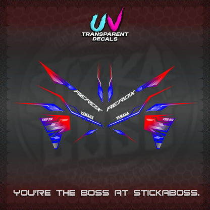 【PREMIUM UV PRINT】TRANSPARENT AEROX  V3 INDO DECALS(ALPHA TURBO 0001)STICKER DECALS By STICKABOSS