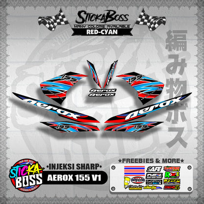 AEROX 155 V1 DECALS ( INJEKSI SHARP )[ PREMIUM GLOSSY LAMINATED ]【WITH FREEBIES】
