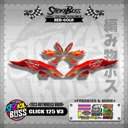CLICK 125 V3 DECALS ( 2023 HOTWHEELS VARIO )【WITH FREEBIES】