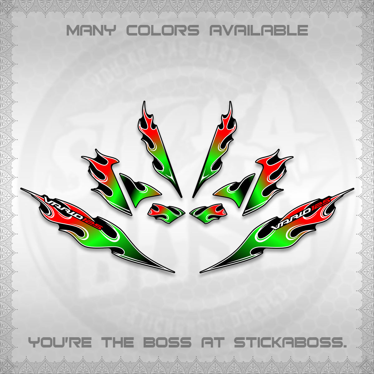 CLICK 125 V4 VARIO DECALS (2026 MOTIF FLAME 2 TONE)STICKER DECALS By STICKABOSS