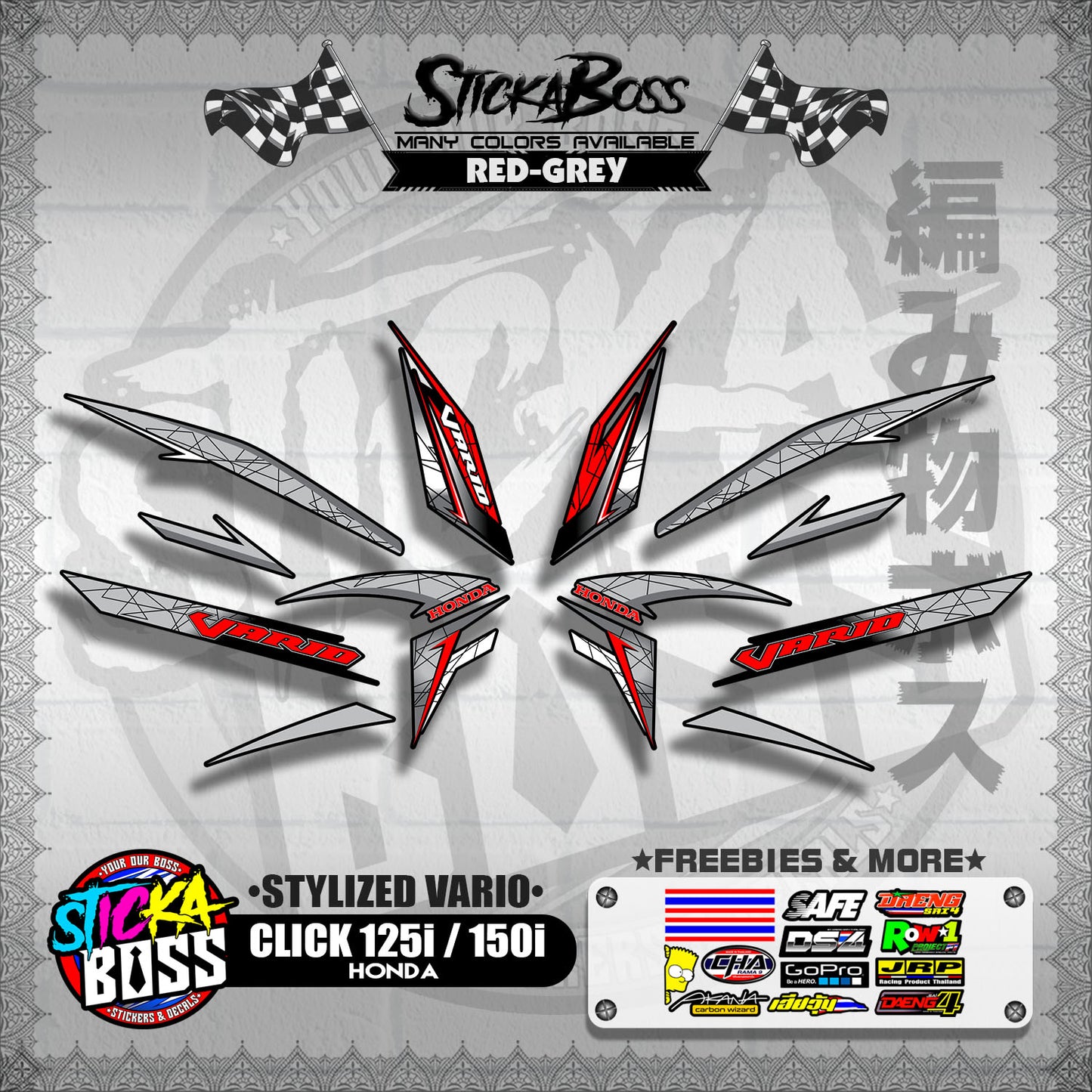 CLICK 125i / 150i V2 DECALS ( STYLIZED VARIO )【WITH FREEBIES】
