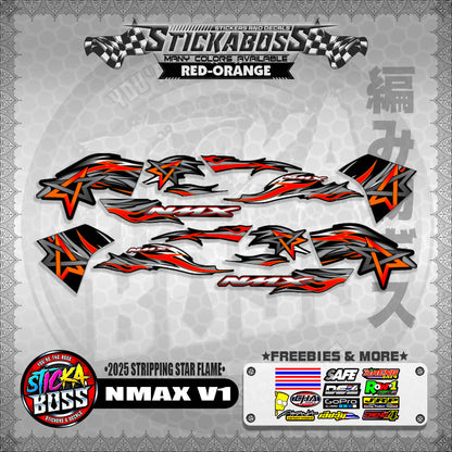 NMAX V1 STICKER DECALS ( 2025 STRIPPING STAR FLAME )【WITH FREEBIES】