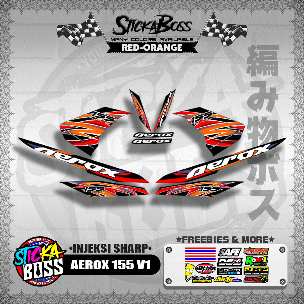 AEROX 155 V1 DECALS ( INJEKSI SHARP )[ PREMIUM GLOSSY LAMINATED ]【WITH FREEBIES】