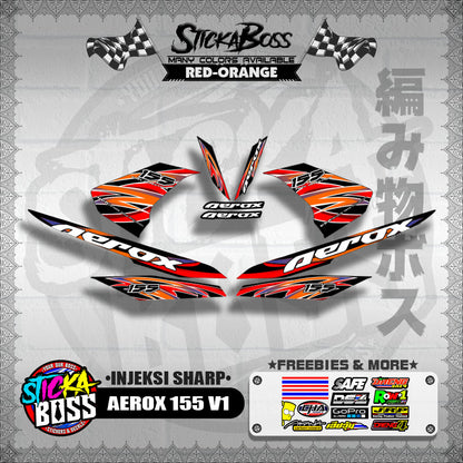 AEROX 155 V1 DECALS ( INJEKSI SHARP )[ PREMIUM GLOSSY LAMINATED ]【WITH FREEBIES】