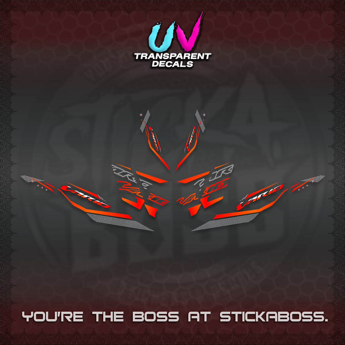 CLICK 125 V4 VARIO UV TRANSPARENT DECALS (2026 WHITE EDITION DESIGN) STICKER KITS By STICKABOSS