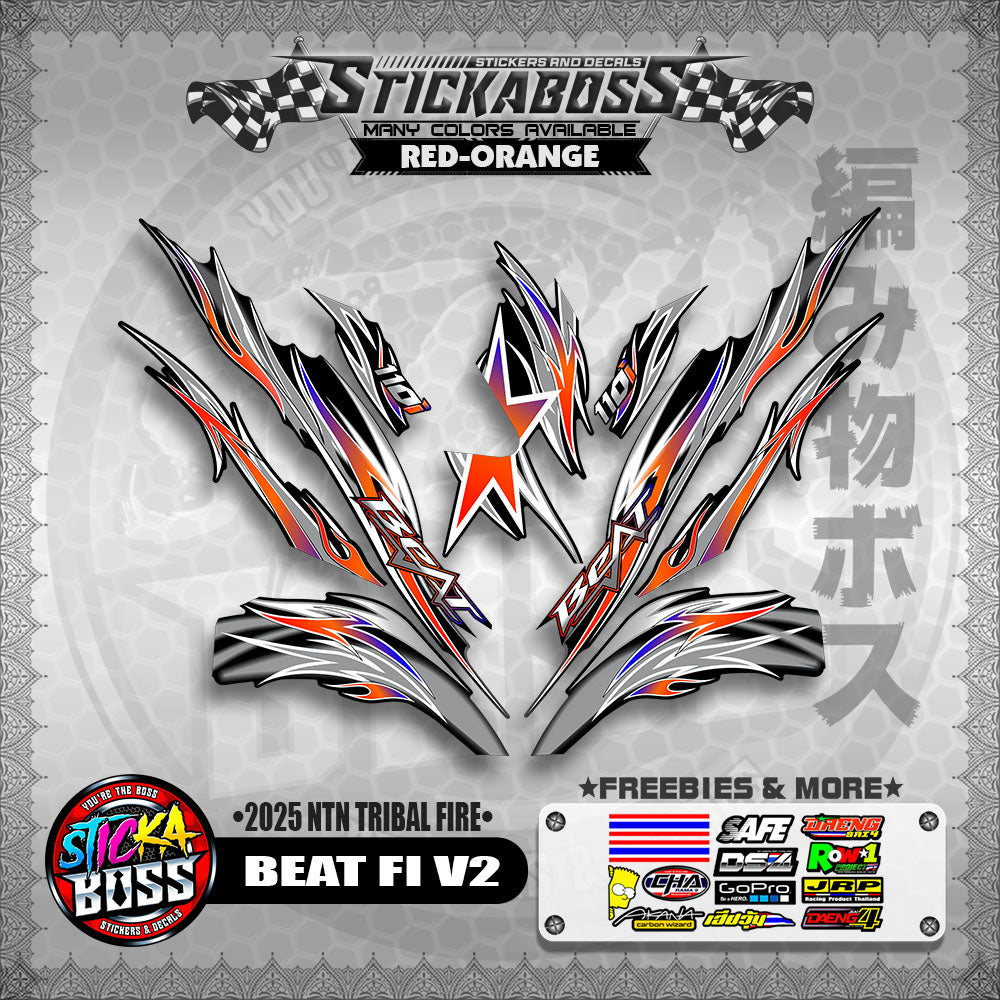 BEAT FI V2 STICKER DECALS ( 2025 NTN TRIBAL FIRE )【WITH FREEBIES】