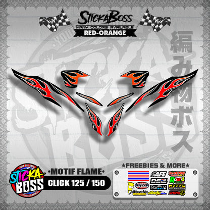CLICK 125 / 150 V2 DECALS ( MOTIF FLAME )【WITH FREEBIES】
