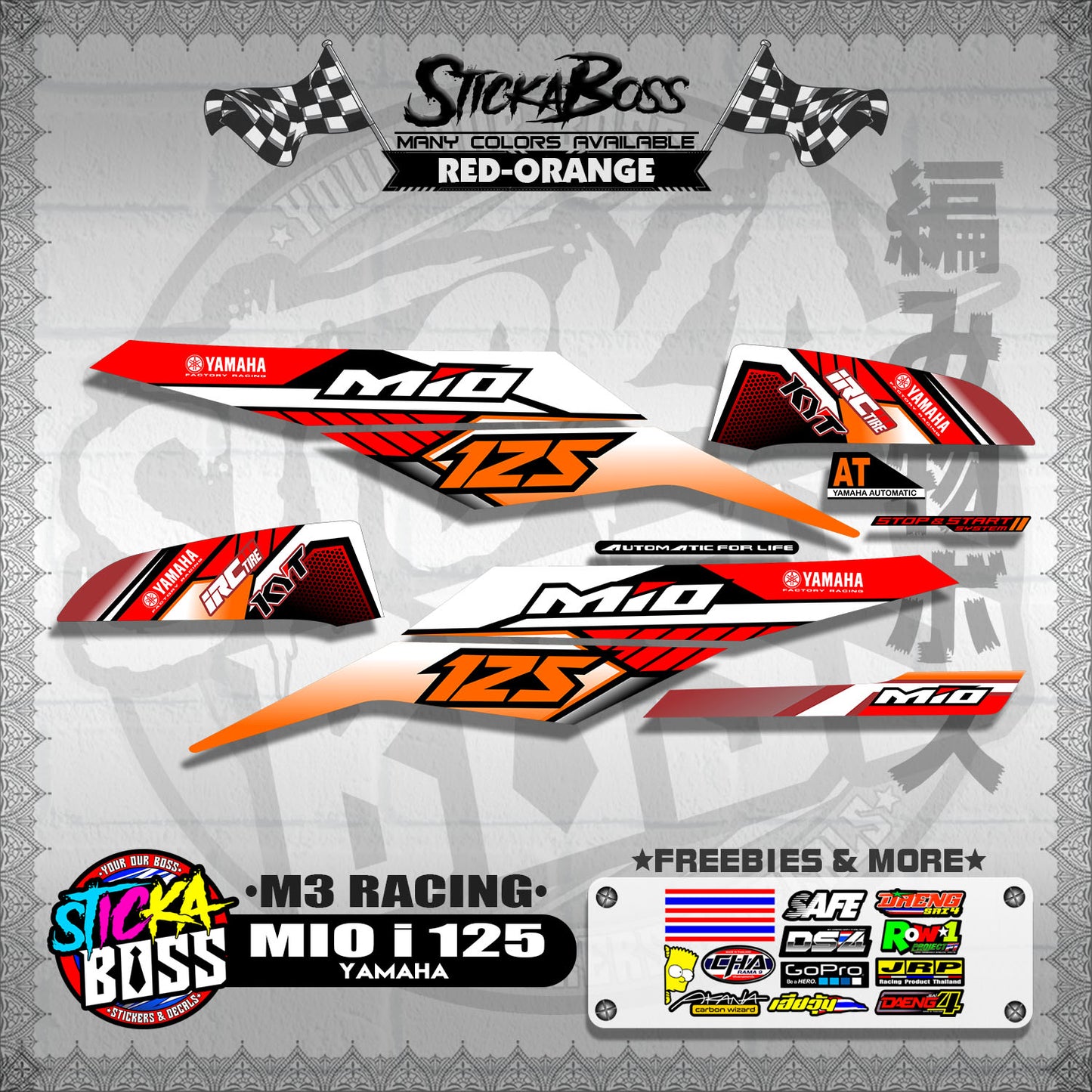 MIO i 125 STOCK DECALS ( M3 RACING ) 【WITH FREEBIES】