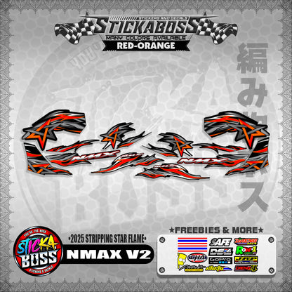 NMAX V2 STICKER DECALS ( 2025 STRIPPING STAR FLAME )【WITH FREEBIES】