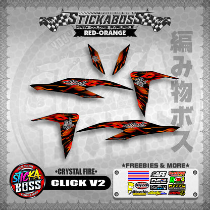 CLICK V2 STICKER DECALS ( CRYSTAL FIRE )【WITH FREEBIES】