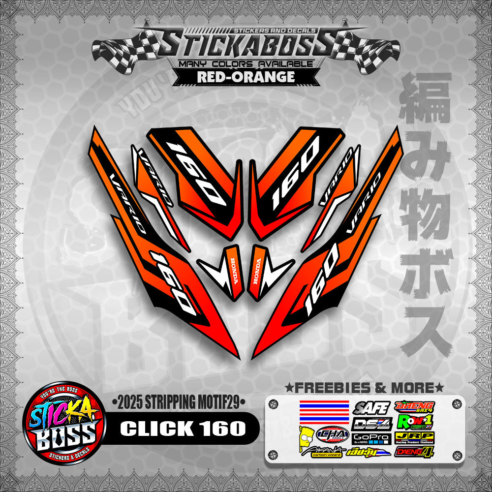 CLICK 160 STICKER DECALS ( 2025 STRIPPING MOTIF29 )【WITH FREEBIES】