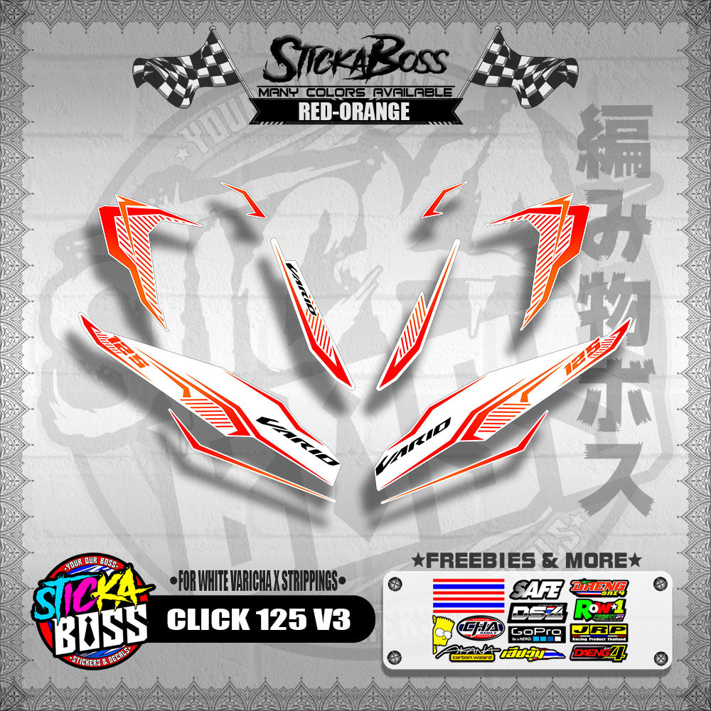 CLICK 125 V3 DECALS ( FOR WHITE VARICHA X STRIPPINGS )【WITH FREEBIES】