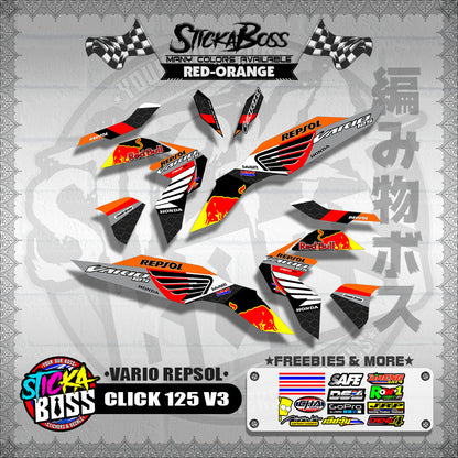 CLICK 125 V3 DECALS ( VARIO REPSOL )【WITH FREEBIES】