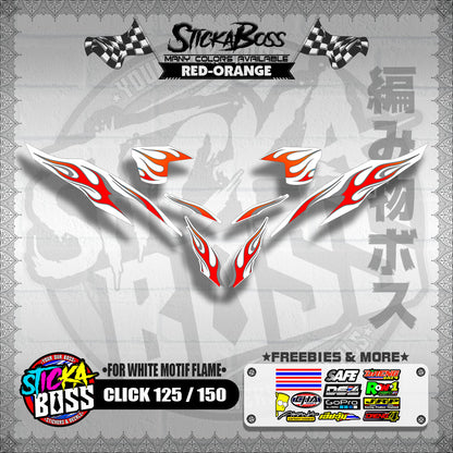 CLICK 125 / 150 V2 DECALS ( FOR WHITE MOTIF FLAME )【WITH FREEBIES】