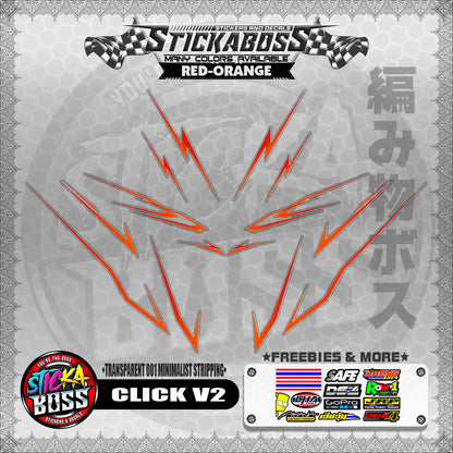 【PREMIUM UV PRINT】TRANSPARENT CLICK V2 STICKER DECALS ( 001 MINIMALIST STRIPPING )【WITH FREEBIES】