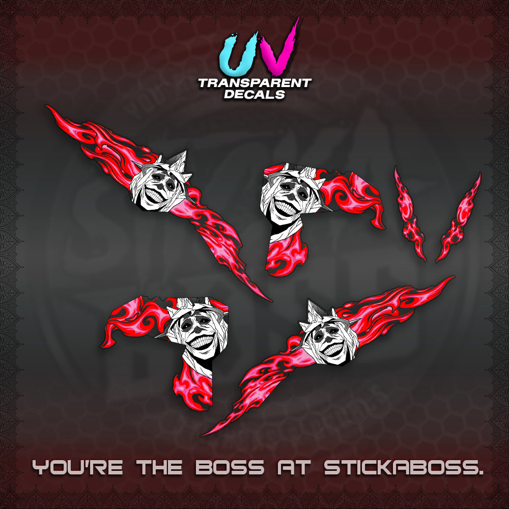 CLICK V3 UV TRANSPARENT DECALS (SOLO STATUE OF GOD DESIGN)STICKER DECALS By STICKABOSS