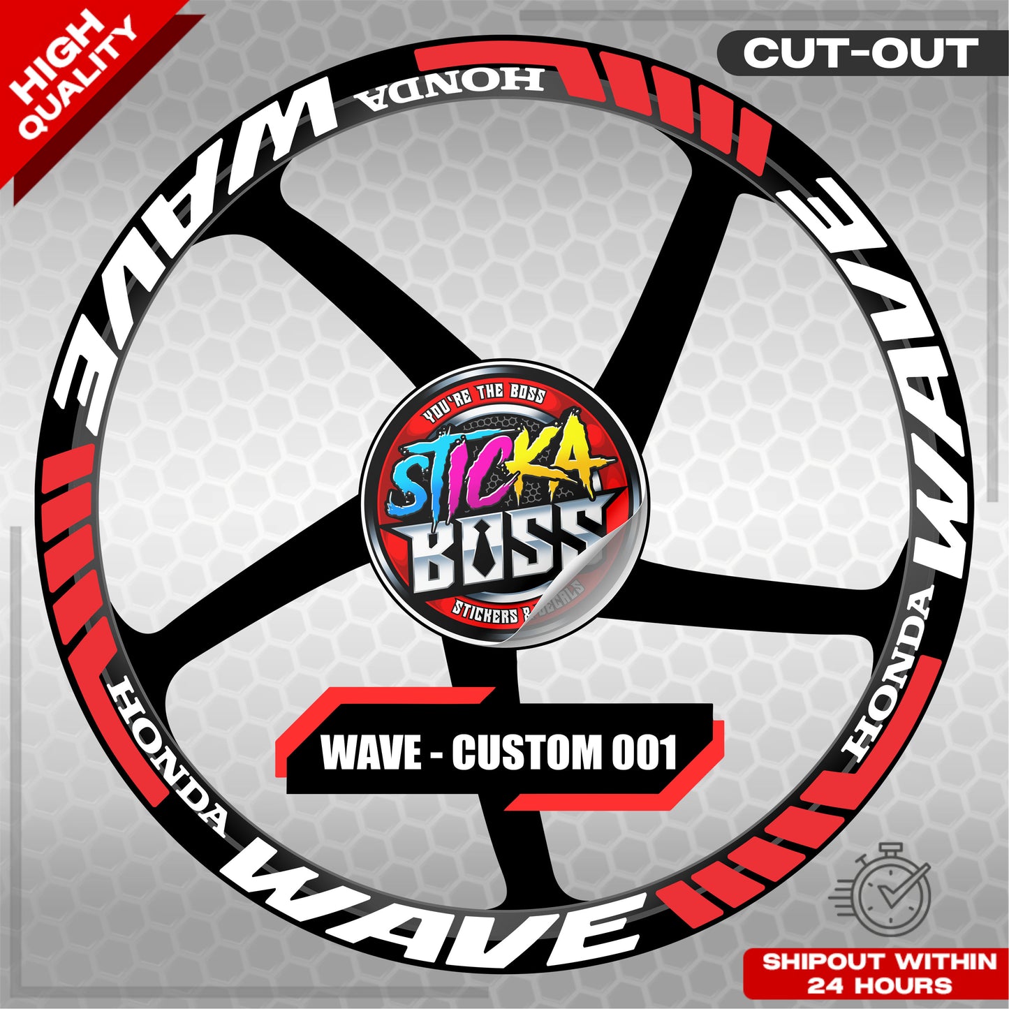 WAVE 110 / 125 MAG STICKER SET ( 2 MAGS ) - CUSTOM 001 | VINYL WATERPROOF CUT-OUT DECALS